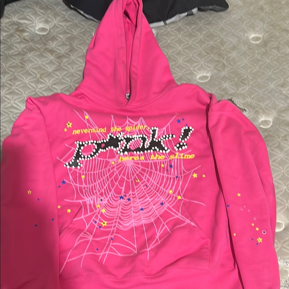 Sp5der hoodie pink